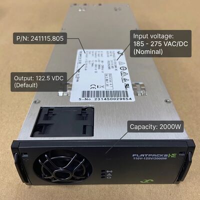 Eltek Flatpack2 110V 2000 HE Rectifier Module P/N: 241115.805 Hoog efficiënte gelijkstroomvoorziening voor onderstations van nutsbedrijven