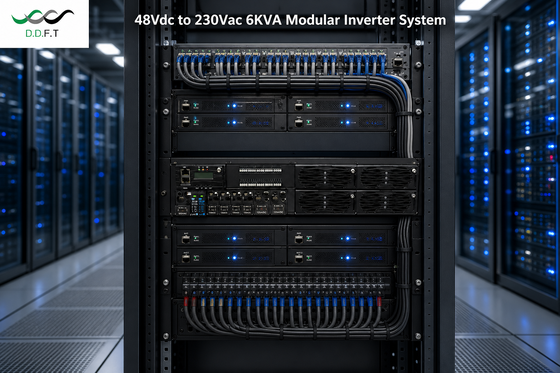 Zeer betrouwbaar 6KVA modulair omvormersysteem - 48Vdc tot 220Vac zuivere sinusgolf voor telecommunicatie
