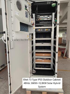 Eltek T3 buitenkast 48Vdc 36KW 12,8kw zonnecapaciteit met Flatpack2 48/3000HE Flatpack2 48/3200HE