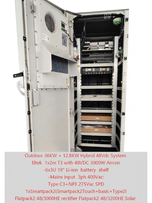 Telecom Hybride Systeem Solar Buitenkast 36KW+12,8KW met Smartpack 2 Controller
