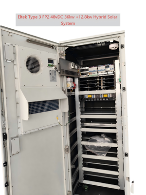 Zonne-hybride buitenstroomkast 48Vdc 36KW+12,8KW voor off-grid-toepassingen