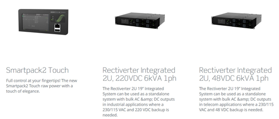 Eltek Rectiverter 2U 6kVA integreerde Systeem 6 kVA AC & 4,8 kW van gelijkstroom met het controlemechanisme van Smartpack R