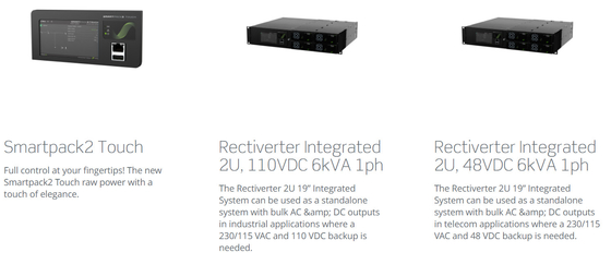 Eltek Rectiverter 2U 6kVA Eltek Flatpack Power System met Smartpack2 Touch Controller CIOR0402.1XXX